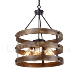 5 Light Drum Vintage drevený luster Priemyselné Wind Loft drevené lineárne závesné osvetlenie