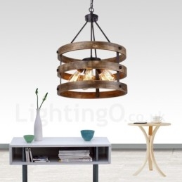 5 Light Drum Vintage drevený luster Priemyselné Wind Loft drevené lineárne závesné osvetlenie