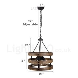 5 Light Drum Vintage drevený luster Priemyselné Wind Loft drevené lineárne závesné osvetlenie