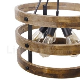 5 Light Drum Vintage drevený luster Priemyselné Wind Loft drevené lineárne závesné osvetlenie