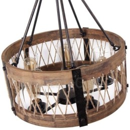 5 Light Drum Vintage drevený luster Priemyselné Wind Loft drevené lineárne závesné osvetlenie