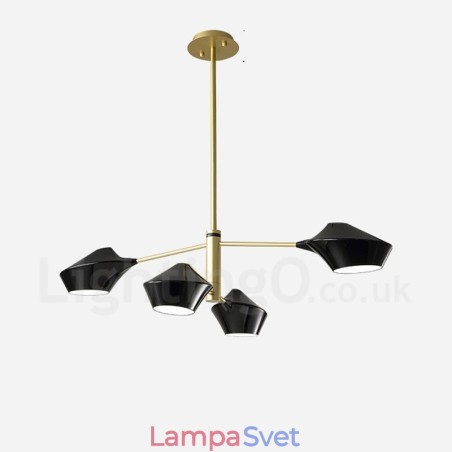 Dvojúrovňový lineárny retro luster 4 svetlo s akrylovými tienidlami vo vonkajšej garáži Dvojúrovňový lineárny retro luster 4 svetlo s akrylovými tienidlami vo vonkajšej garáži