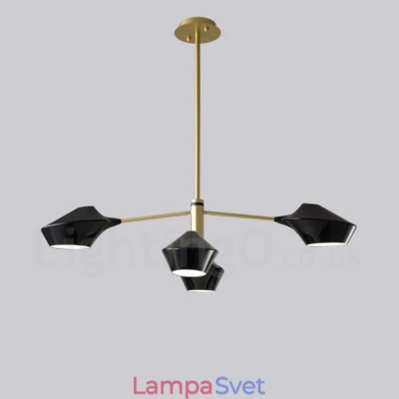 Dvojúrovňový lineárny retro luster 4 svetlo s akrylovými tienidlami vo vonkajšej garáži