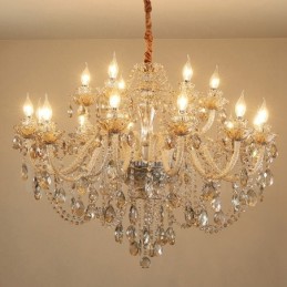 18 (12+6) Elegantný krištáľový sviečkový luster svetlej koňakovej farby