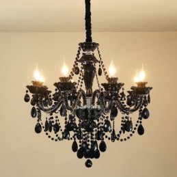 8 Svetlo čierny elegantný krištáľový sviečkový luster
