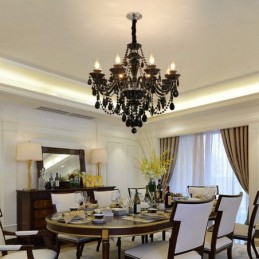 8 Svetlo čierny elegantný krištáľový sviečkový luster