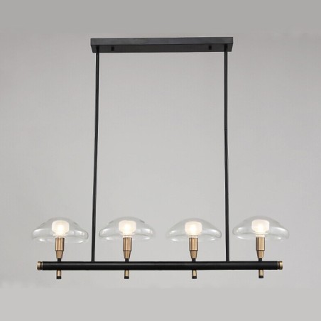 4 ľahký lineárny uplight galvanicky lakovaný luster so sklenenými tienidlami