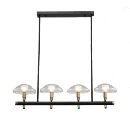 4 ľahký lineárny uplight galvanicky lakovaný luster so sklenenými tienidlami