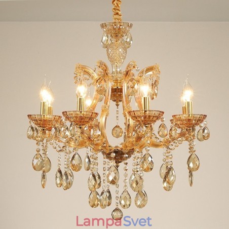 8 Ľahký jantárový krištáľový sviečkový luster 8 Ľahký jantárový krištáľový sviečkový luster