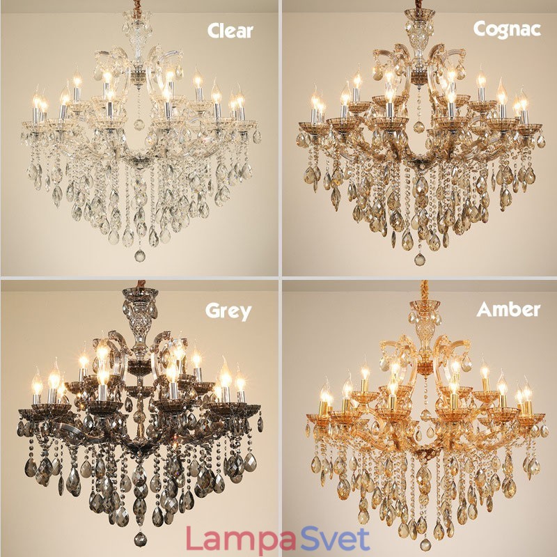 8 Ľahký jantárový krištáľový sviečkový luster