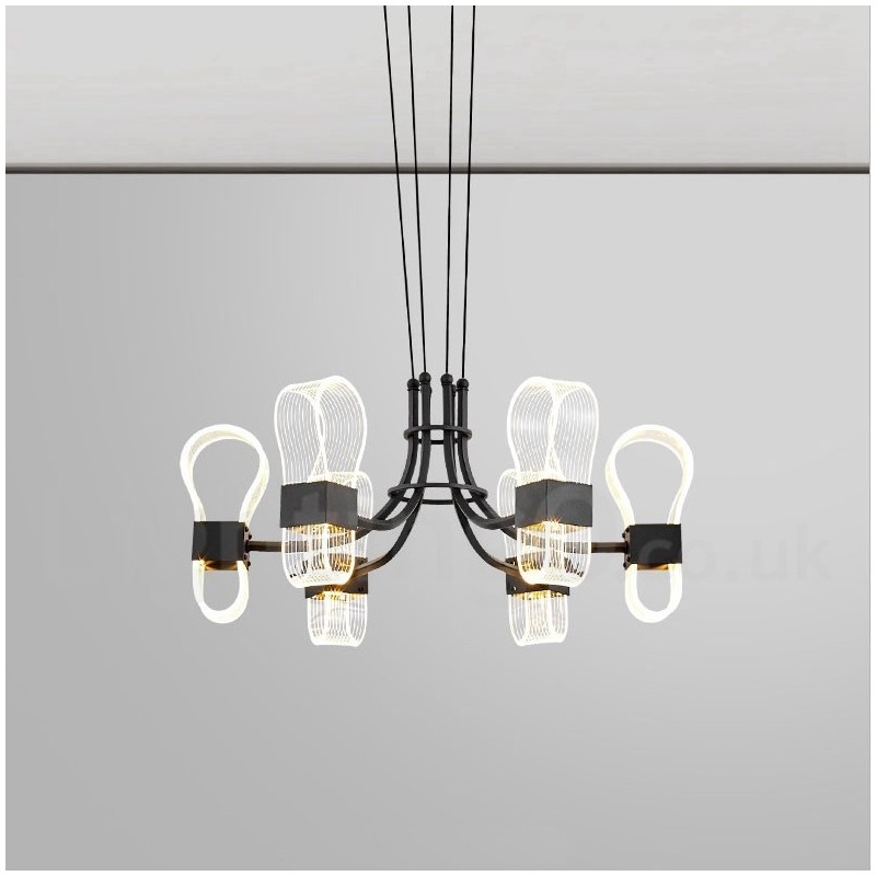 6 ľahkých lustrov Nordic Post Modern Design Luster s akrylovými tienidlami