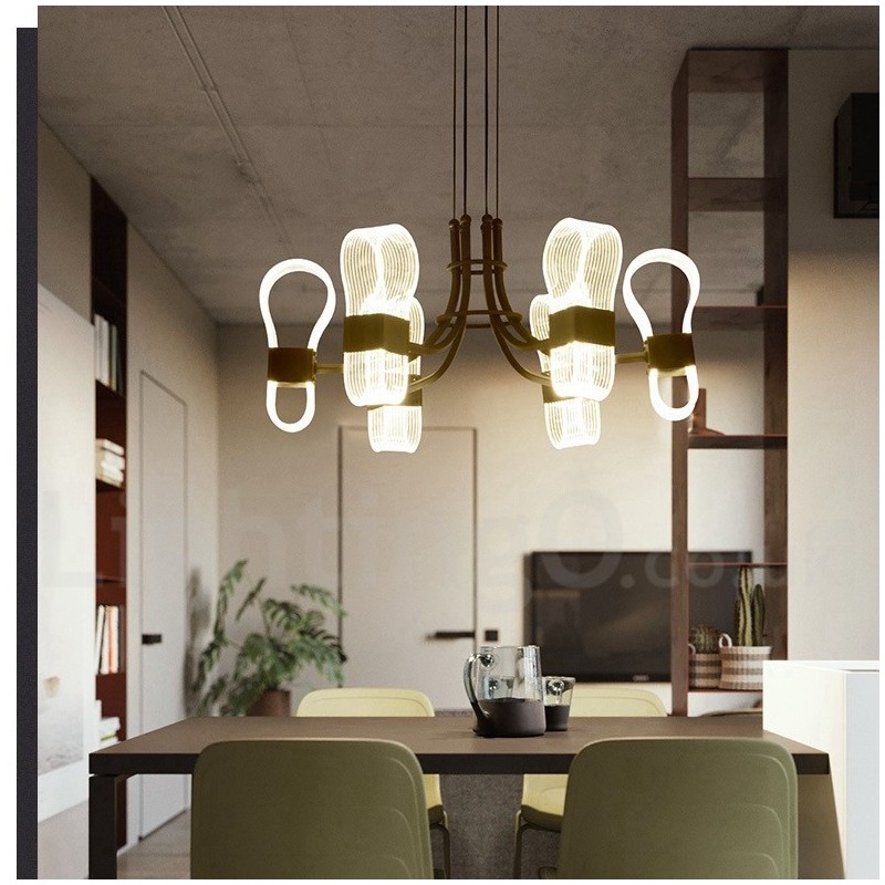 6 ľahkých lustrov Nordic Post Modern Design Luster s akrylovými tienidlami