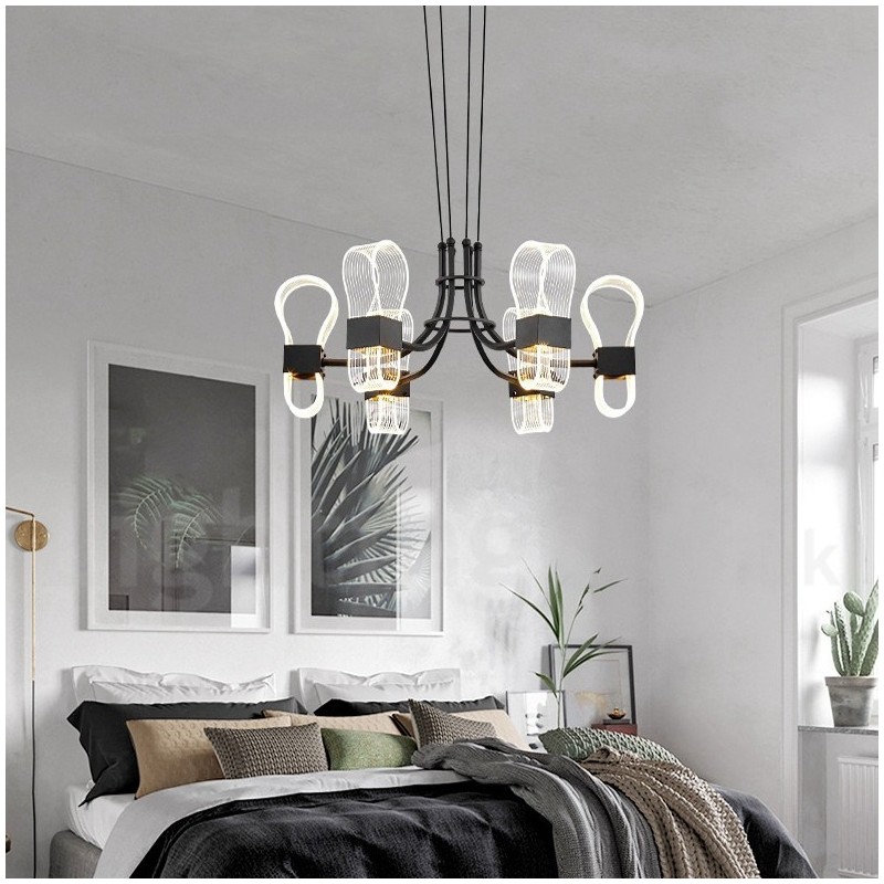 6 ľahkých lustrov Nordic Post Modern Design Luster s akrylovými tienidlami