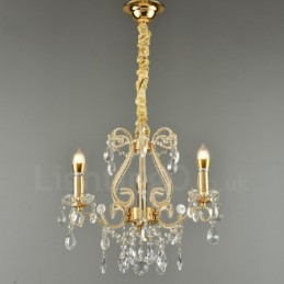 3 Light Gold Silver American Style Crystal Pendant Luster Light Store