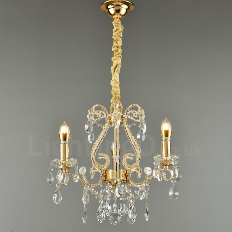 3 Light Gold Silver American Style Crystal Pendant Luster Light Store