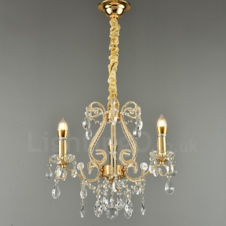 3 Light Gold Silver American Style Crystal Pendant Luster Light Store 3 Light Gold Silver American Style Crystal Pendant Luster Light Store