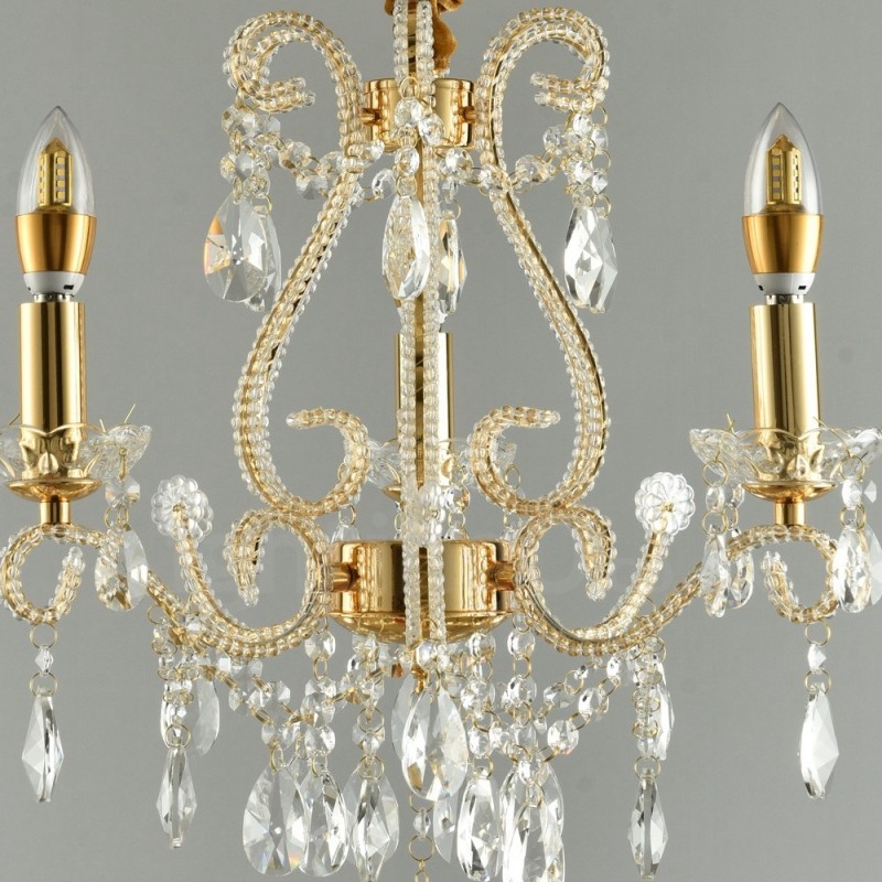 3 Light Gold Silver American Style Crystal Pendant Luster Light Store