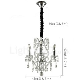 3 Light Gold Silver American Style Crystal Pendant Luster Light Store