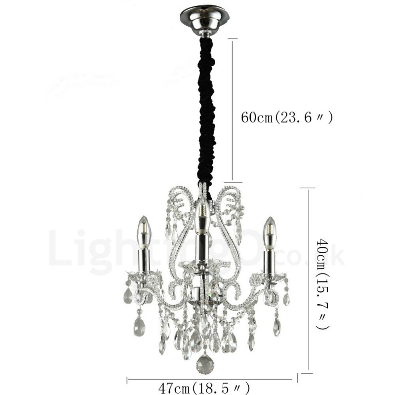 3 Light Gold Silver American Style Crystal Pendant Luster Light Store
