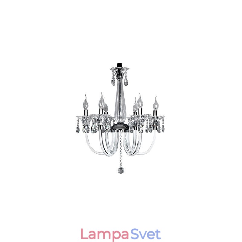 Elegantný krištáľový luster so 6 svetlami v sviečkovej žiarovke