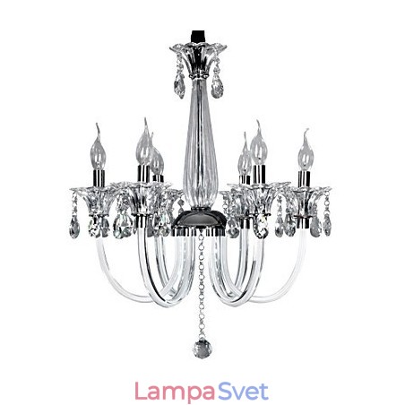 Elegantný krištáľový luster so 6 svetlami v sviečkovej žiarovke Elegantný krištáľový luster so 6 svetlami v sviečkovej žiarovke
