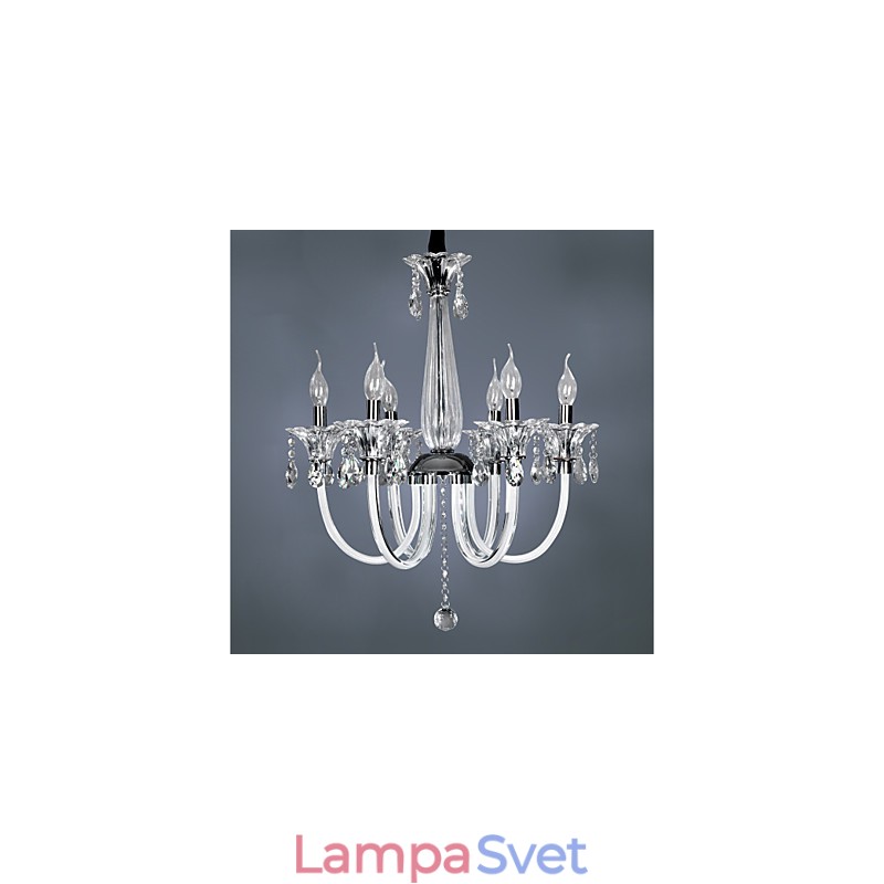 Elegantný krištáľový luster so 6 svetlami v sviečkovej žiarovke