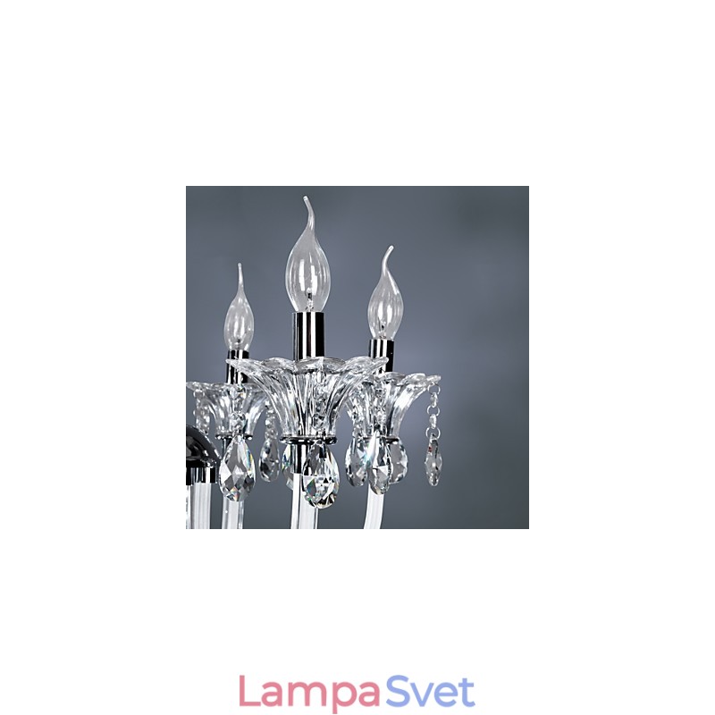 Elegantný krištáľový luster so 6 svetlami v sviečkovej žiarovke
