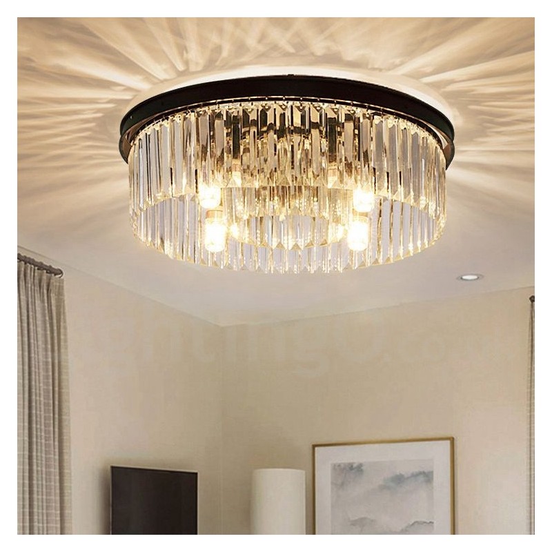 Postmoderná luxusná okrúhla výstavná sieň K9 Crystal Flush Mount Stropné svietidlo