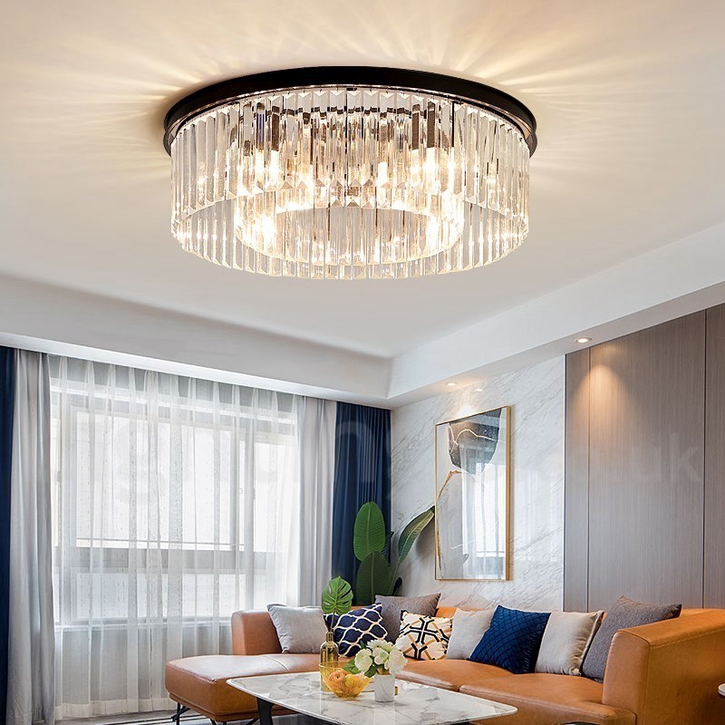 Postmoderná luxusná okrúhla výstavná sieň K9 Crystal Flush Mount Stropné svietidlo