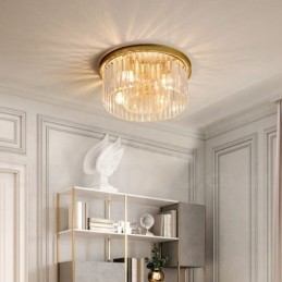 Postmoderná luxusná okrúhla výstavná sieň K9 Crystal Flush Mount Stropné svietidlo