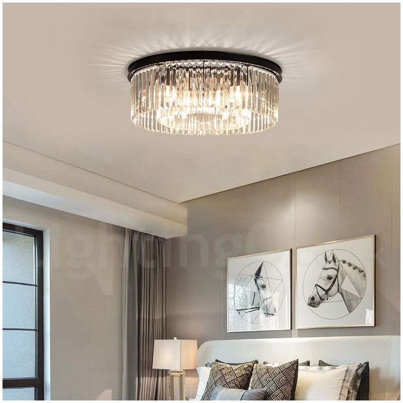 Postmoderná luxusná okrúhla výstavná sieň K9 Crystal Flush Mount Stropné svietidlo