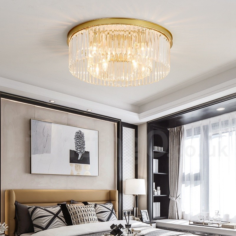 Postmoderná luxusná okrúhla výstavná sieň K9 Crystal Flush Mount Stropné svietidlo