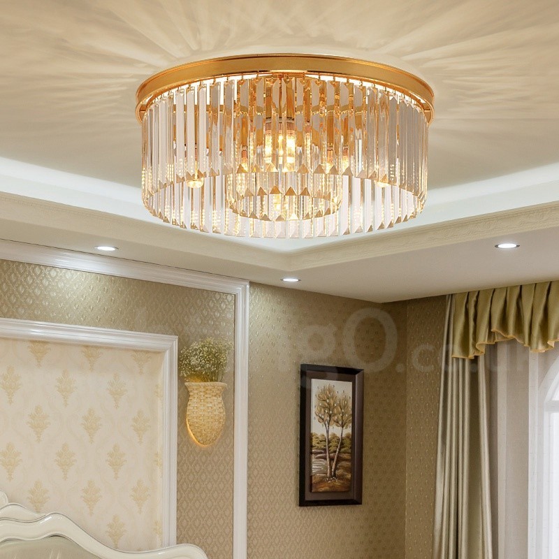 Postmoderná luxusná okrúhla výstavná sieň K9 Crystal Flush Mount Stropné svietidlo