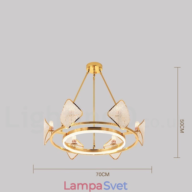 Zlaté postmoderné luxusné okrúhle krištáľové závesné lusterové svietidlo K9 s akrylovým tienidlom Výstavná sieň