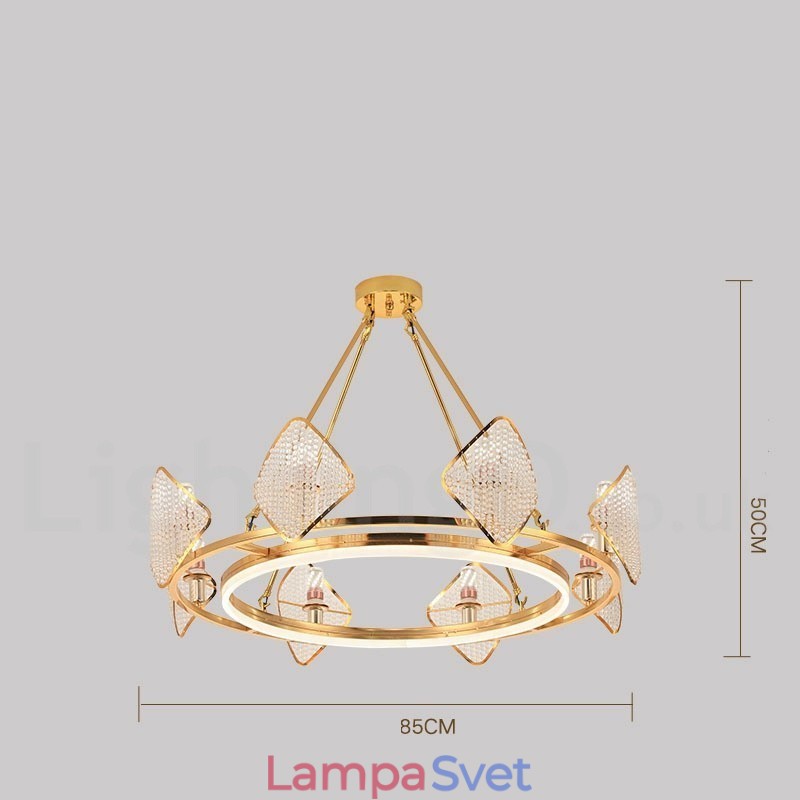 Zlaté postmoderné luxusné okrúhle krištáľové závesné lusterové svietidlo K9 s akrylovým tienidlom Výstavná sieň