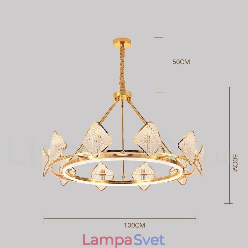 Zlaté postmoderné luxusné okrúhle krištáľové závesné lusterové svietidlo K9 s akrylovým tienidlom Výstavná sieň