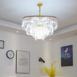 Zlatý postmoderný luxusný okrúhly krištáľový závesný luster K9 výstavná sieň