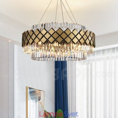Luxusný moderný zlatý plus čierny okrúhly krištáľový závesný luster K9 výstavná sieň Luxusný moderný zlatý plus čierny okrúhly krištáľový závesný luster K9 výstavná sieň