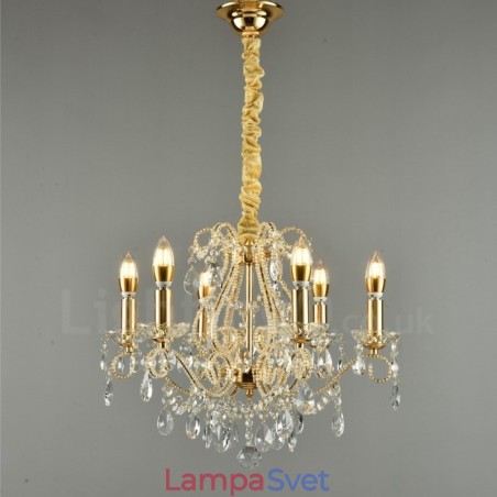 6 Light Gold Silver American Style Crystal Pendant Luster Light Store 6 Light Gold Silver American Style Crystal Pendant Luster Light Store