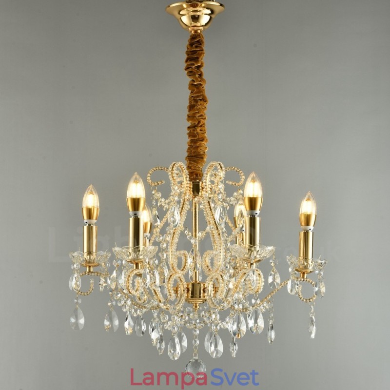 6 Light Gold Silver American Style Crystal Pendant Luster Light Store