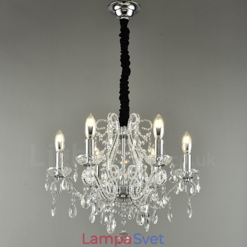 6 Light Gold Silver American Style Crystal Pendant Luster Light Store