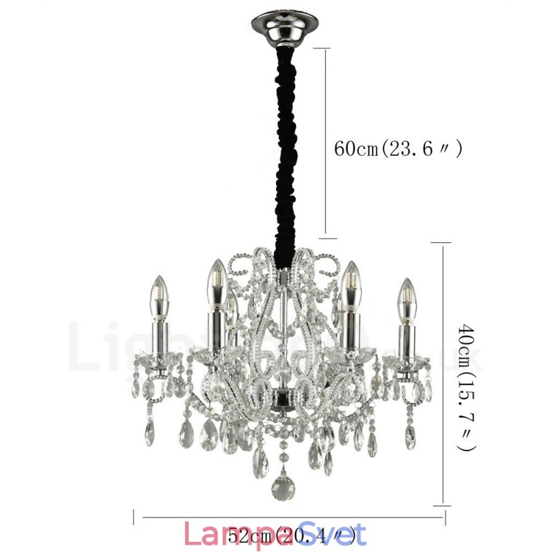 6 Light Gold Silver American Style Crystal Pendant Luster Light Store
