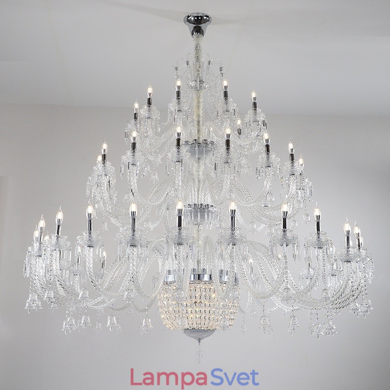 50 Light Clear Elegantný Luxusný krištáľový sviečkový luster Výstava Hal