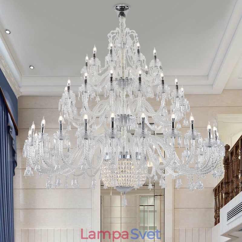 50 Light Clear Elegantný Luxusný krištáľový sviečkový luster Výstava Hal