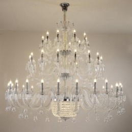 50 Light Clear Elegantný Luxusný krištáľový sviečkový luster Výstava Hal