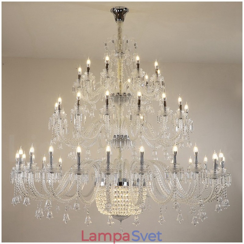 50 Light Clear Elegantný Luxusný krištáľový sviečkový luster Výstava Hal