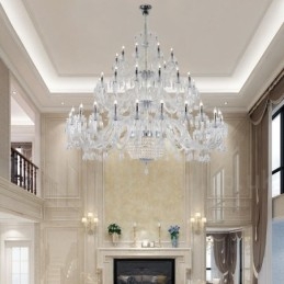 50 Light Clear Elegantný Luxusný krištáľový sviečkový luster Výstava Hal