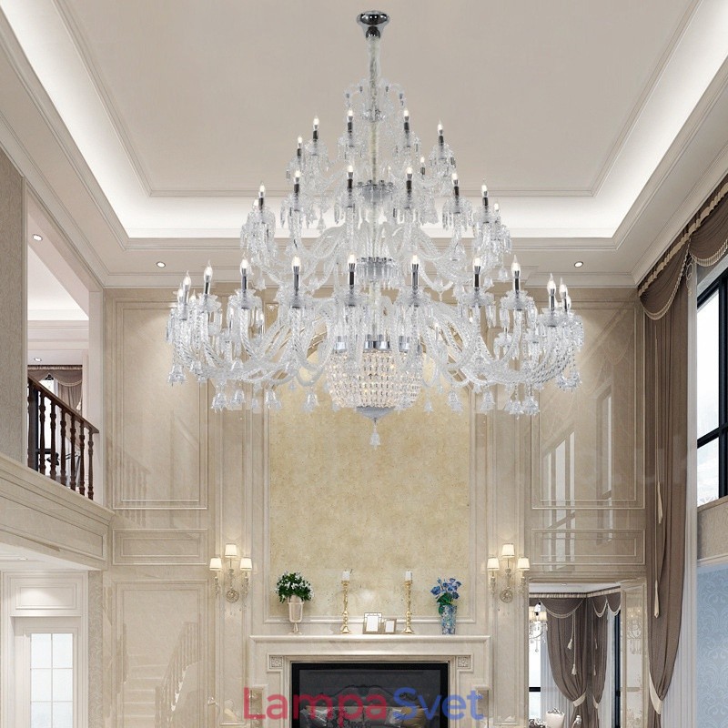 50 Light Clear Elegantný Luxusný krištáľový sviečkový luster Výstava Hal