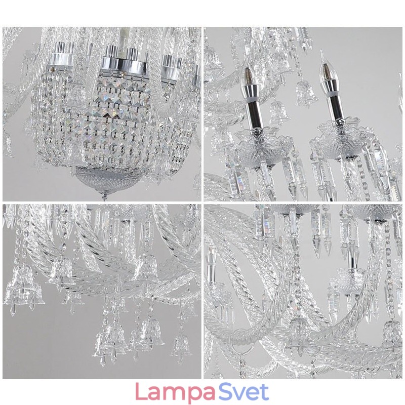 50 Light Clear Elegantný Luxusný krištáľový sviečkový luster Výstava Hal