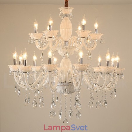 18 (12+6) Svetlobiely elegantný sviečkový luster s krištáľom 18 (12+6) Svetlobiely elegantný sviečkový luster s krištáľom